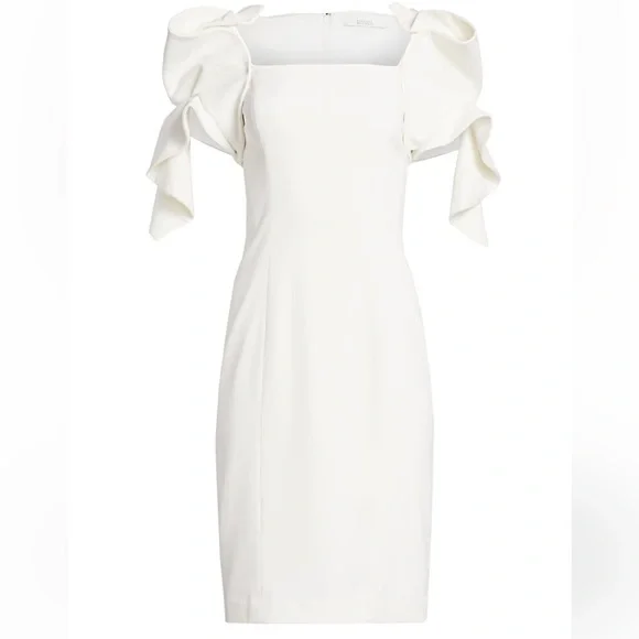 badgley mischka flared elbow sleeve suit dress Cap Sleeve Pleated Fit-and-Flare Midi Dress by Badgley Mischka main image 0